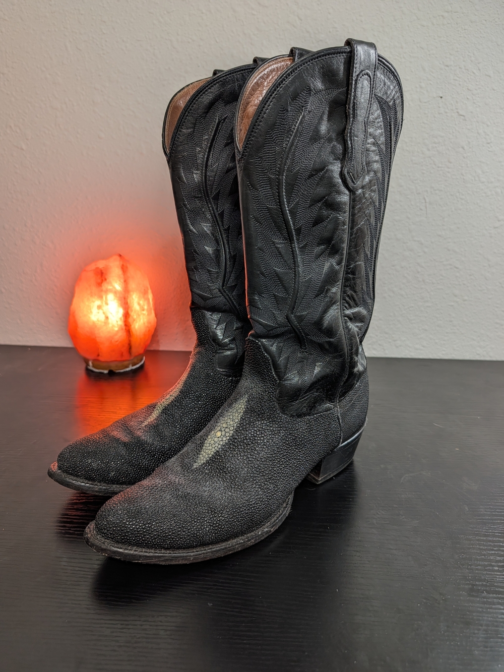 Vintage Nocona Stingray Cowboy Boots Men’s 7.5 D Black Exotic Leather USA